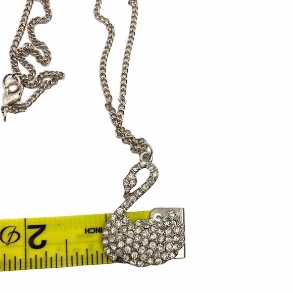 Swan Crystal Necklace Silver Tone 31” - Picture 9 of 13